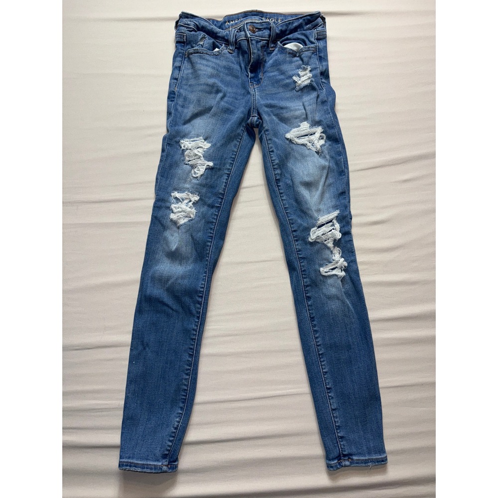 American Eagle Next‎ Level Stretch Jegging Distressed Ripped Jeans Size 00 Short